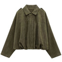 HXAO 2025 Suede Jacket Woman Green Khaki Outerwears Women's Jacket Spring Crop Oversize Long Sleeve Coats Fashion Jacket