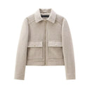 Women's Zipper Jacket Coat New Winter Long Sleeve Pocket Outerwear Coat Short Street Elegant Women's Jacket