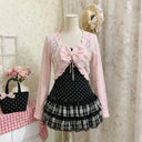 Japanese Sweet Short Skirt Suit Cardigan + Slim Polka Dot Camisole + Short Skirt Vintage Y2K Harajuku Subculture 2026 New