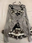 Hot Girls Japanese Lolita Style 3 Piece Suit Casual Short Cardigan Slim Fit Vest Puff Cake Skirt Harajuku Kawaii Women Clothing