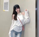 Grunge Gothic Y2k Spring Summer Knitted Pullover Off-shoulder Hollow Out Women Sweater Design Tops Black White Coats Streetwear