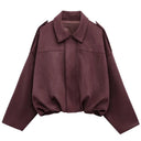 HXAO 2025 Suede Jacket Woman Green Khaki Outerwears Women's Jacket Spring Crop Oversize Long Sleeve Coats Fashion Jacket