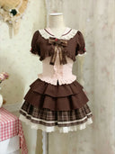 Japanese Sweet Short Skirt Suit Cardigan + Slim Polka Dot Camisole + Short Skirt Vintage Y2K Harajuku Subculture 2026 New