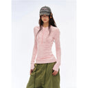 Streetwear Pink Sweater Women White Hollow Out Knitted Pullovers Fashion Korean Long Sleeve Knitwears Winter Ladies Slim Jumpers