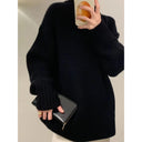 High-end 100% Pure Cashmere Sweater Women Loose Soft Waxy Lazy Wind Round Neck Thick Sweater in Autumn and Winter