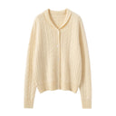Women's 100% Cashmere Cardigan Green Apple Collar Knitted Loose Versatile Outerwear Slimming Outerwear Sweater