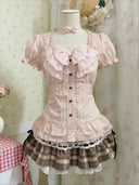 Japanese Sweet Short Skirt Suit  Cardigan + Slim Polka Dot Camisole + Short Skirt Vintage Y2K Harajuku Subculture 2026 New