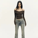 MEXZT Y2K Off Shoulder Sweater Women Sexy Cropped Halter Knitted Pullovers Harajuku Vintage Slash Neck Knitwears Winter Jumpers