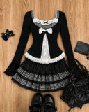Hot Girls Japanese Lolita Style 3 Piece Suit Casual Short Cardigan Slim Fit Vest Puff Cake Skirt Harajuku Kawaii Women Clothing