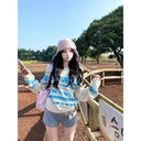 Vintage Slash Neck Sweater Women Harajuku Print Knitted Pullovers Sexy Off Shoulder Knitwears Winter Korean Long Sleeve Jumpers