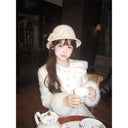 MEXZT Bow Woolen Mini Dress Women Party Faux Fur Patchwork Pleated Dresses Winter Elegant Korean Long Sleeve Bodycon Vestidos