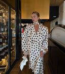 Black Polka Dot V Neck Shirt Skirt 2 Piece Set Women Elegant Long Sleeve Blouses With Scarf Suit 2026 Lady Commucate Outwears