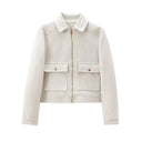 Women's Zipper Jacket Coat New Winter Long Sleeve Pocket Outerwear Coat Short Street Elegant Women's Jacket