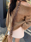 Autumn and Winter Fashion New Women's Elegant Off Shoulder Knitted Korean High End Hoodie One Shoulder Warm Base Knitted Sweater