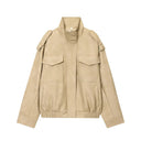 MUJER Suede Bomber Jacket Woman Oversized Demi-season Jackets for Women Outerwears Winter Overcoat Female Zip Women's Jackets