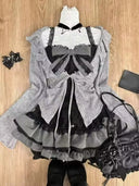 Hot Girls Japanese Lolita Style 3 Piece Suit Casual Short Cardigan Slim Fit Vest Puff Cake Skirt Harajuku Kawaii Women Clothing