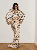 Black Polka Dot V Neck Shirt Skirt 2 Piece Set Women Elegant Long Sleeve Blouses With Scarf Suit 2026 Lady Commucate Outwears