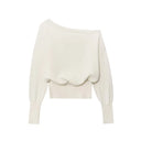 Women's sweater 2025 new American off-the-shoulder loose slim one-shoulder sweater spring and autumn fashion irregular top