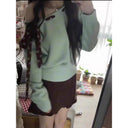 YIBASHU Winter Women Gyaru Bow Pullovers Cuddly Sweater Long Sleeve Slim Off Shoulder Knitwear Korean High Street 2000s Jumper