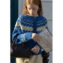 MEXZT Y2K Vintage Knitted Cardigan Women Streetwear Cropped Print Sweater Coat Korean Patchwork Knitwear O Neck Casual Jumpers