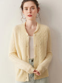Women's 100% Cashmere Cardigan Green Apple Collar Knitted Loose Versatile Outerwear Slimming Outerwear Sweater