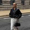 KONDALA 2026 Spring Summer Brown Business Casual Faux Leather Women Jackets Chic Valentine‘s Day Spliced Zipper Ladies Jackets