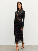 CNYISHE Prints Suits 2-Pieces(Tops+Skirts) Women Sets Fashion Casual Lace-up Long Sleeve O Neck Sheath Trendy Female Streetwear