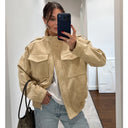 MUJER Suede Bomber Jacket Woman Oversized Demi-season Jackets for Women Outerwears Winter Overcoat Female Zip Women's Jackets
