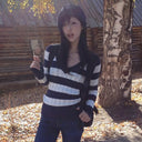 Karrram Japanese Y2k V-neck Striped Sweater Vintage Harajuku Knit Slim Pullovers Korean Style Winter Knitwear 2000s Aesthetics