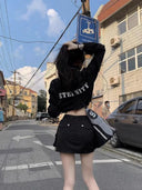 Spring Autumn New Loose Casual Sport Open Cardigan Zipper Top High Waist Workwear Short Skirt Two Piece Set Anti Aging