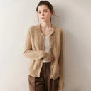 Women's 100% Cashmere Cardigan Green Apple Collar Knitted Loose Versatile Outerwear Slimming Outerwear Sweater