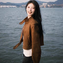 American Retro Short Suede Jacket for Women 2025 Autumn New Casual Versatile Top Trendy