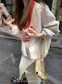 Women Korean Lazy Style Sports Two‑Piece Set Spring Autumn Loose Youthful Sweatshirt Midi Skirt Outfit For Petite Girls