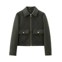 Women's Zipper Jacket Coat New Winter Long Sleeve Pocket Outerwear Coat Short Street Elegant Women's Jacket