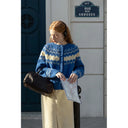 MEXZT Y2K Vintage Knitted Cardigan Women Streetwear Cropped Print Sweater Coat Korean Patchwork Knitwear O Neck Casual Jumpers